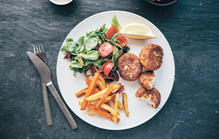 Fish Cakes with Veggie Fries
